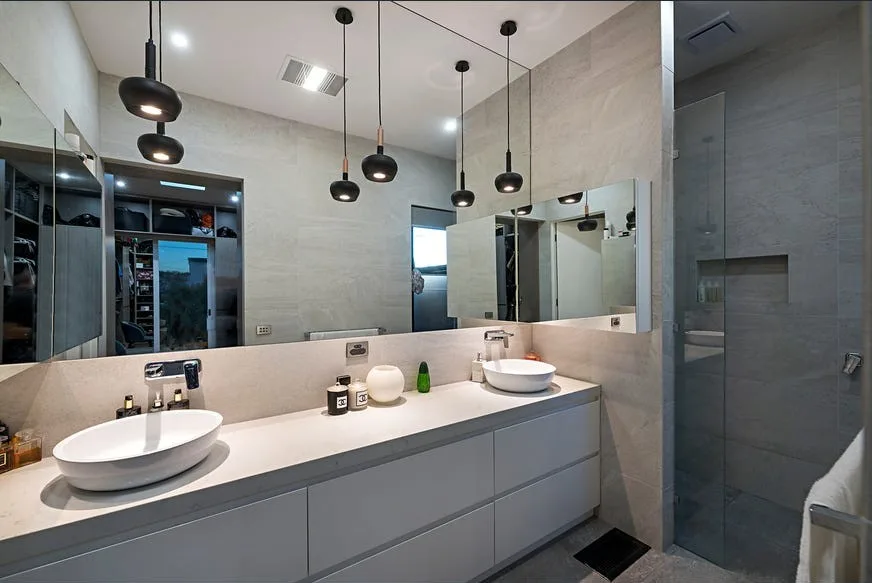 109 Gooch Street, Thornbury: bathroom with twin basins and walk-in shower