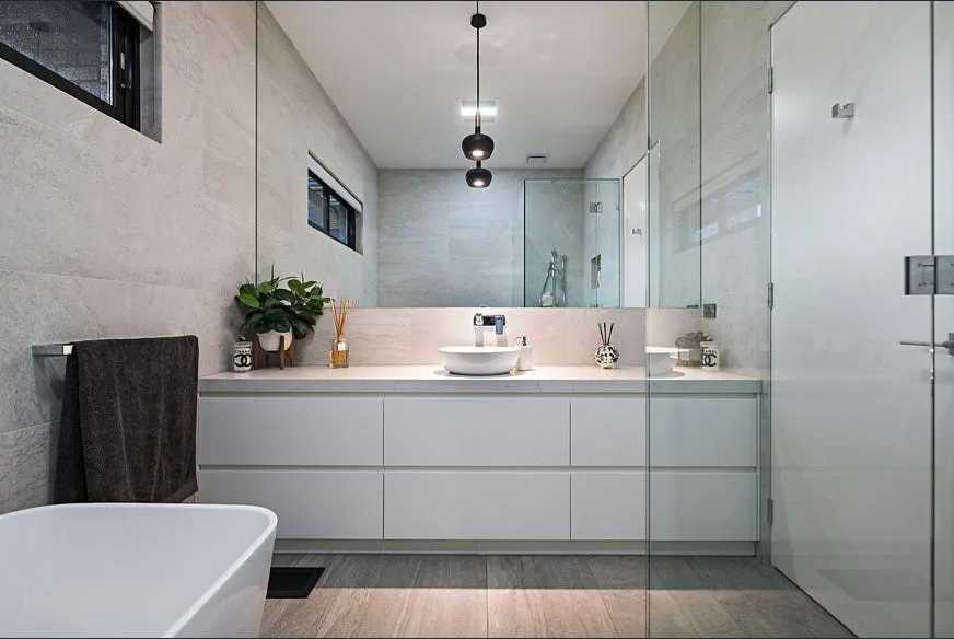 109 Gooch Street, Thornbury: bathroom with freestanding bath and glass shower